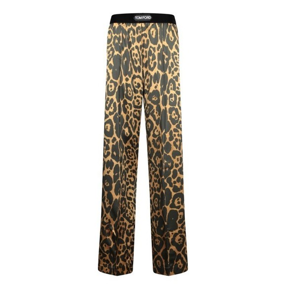 Tom Ford Leopard Print Satin Wide-Leg Trousers - NWT